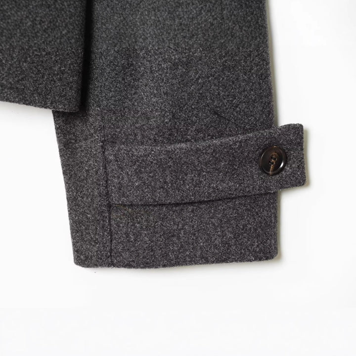 Dam Kort Boxig Ull Blend Jacka med Stå Krage och Lock Fickor