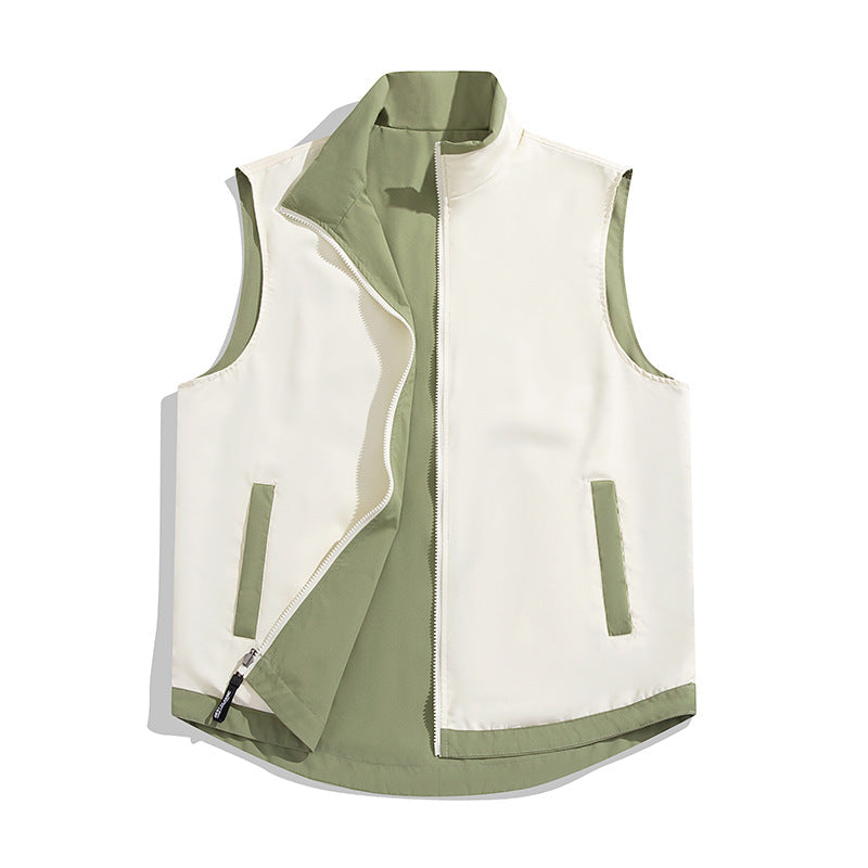 Herr Sleeveless Vind och Thermo Utility Väst med Silky Foder och Dold Tvåvägsdragkedja