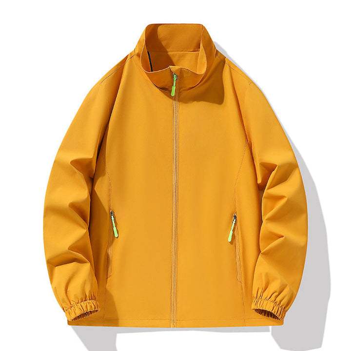 Herr Minimalistisk softshell utomhusjacka med ståkrage, Vind och Vatten Resistent Membran och Fluorescent Dragkedja Pulls