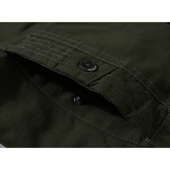 Herr Canvas Fältjacka i Utility Stil med Warming Fleecefoder och Axel Patches