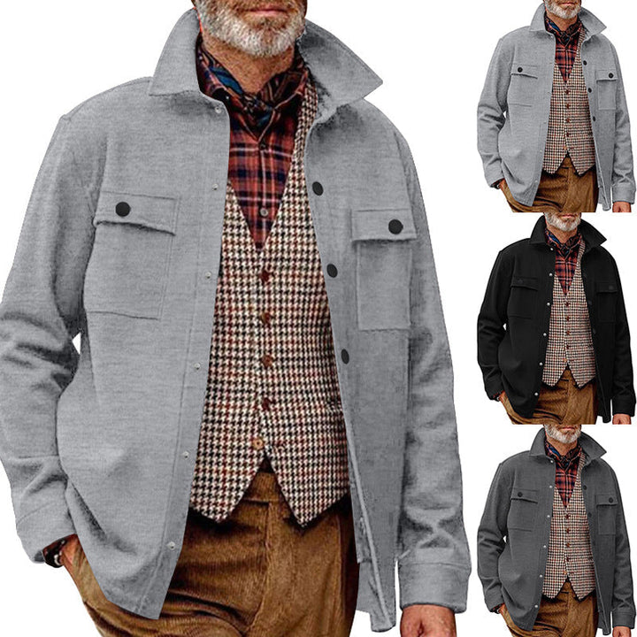 Herr Fleece skjortjacka med Two bröstfickor och stilren ståkrage
