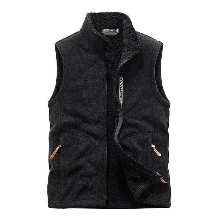Herr Fleece Väst med Teddyfoder, Stående Krage och Zip Fickor