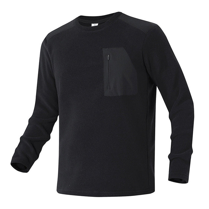 Herr Termisk Fleece Pullover med Bröst Dragkedja och Teknisk Round Neck
