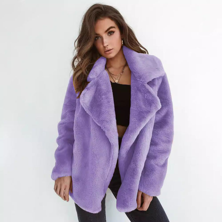 Dam Cozy oversize Faux Fur kappa med stor slagkrage