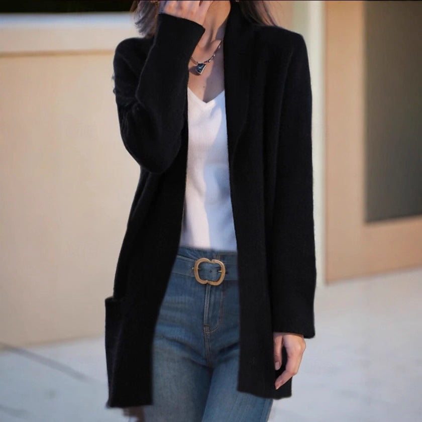 Dam Elegant och Bekväm Stickad Blazer