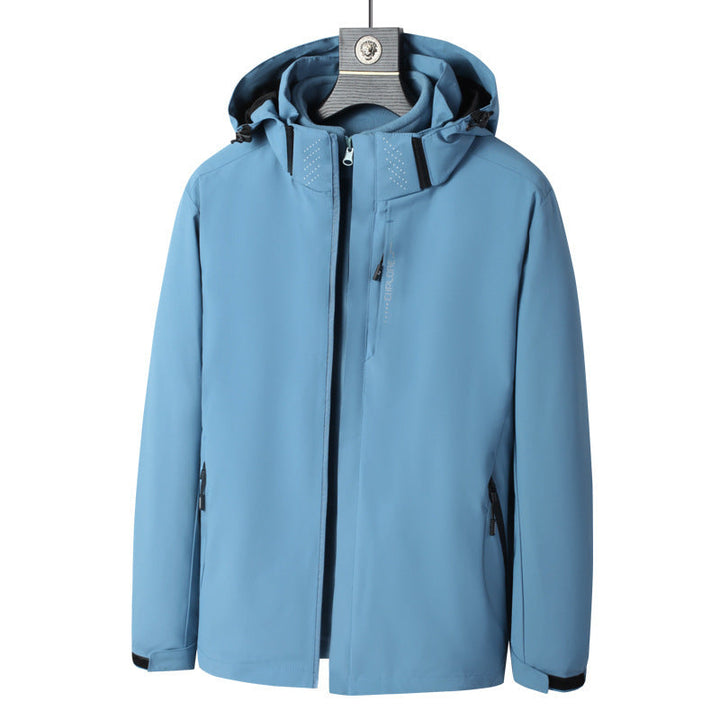 Herr Wind och Water-Resistant Jacka med Huva med Ergonomic Skärning och Concealed Dragkedja