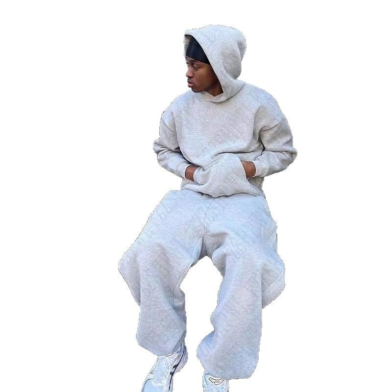 Herr Urban Boxig Luvtröja med Shortened Body, Drop Axel, och Mjuk Fleece Inner Foder
