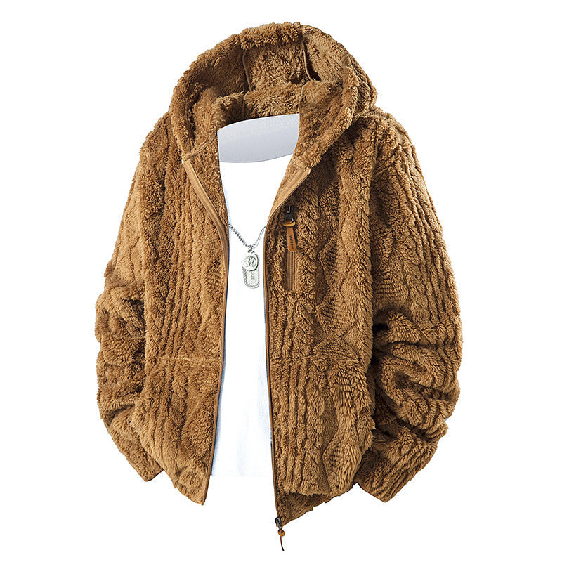 Herr Kuschelige Teddy-Fleece Kapuzenjacke med Durchgehendem Reißverschluss och Brusttasche