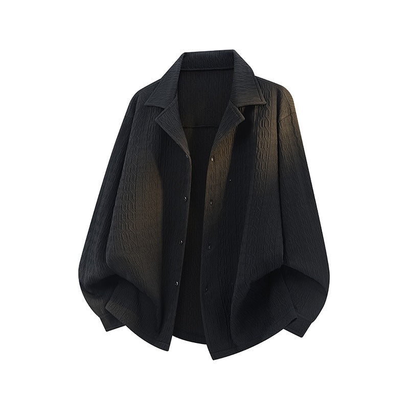 Dam Lightly Structured Oversize Skjortjacka med Lapel Krage &amp; Press Knapp Front
