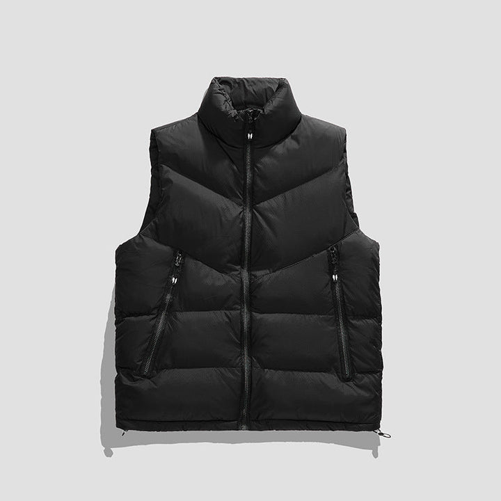 Herr Lätt Insulated Dun Look Väst med Hög Stående Krage och Wave Quilting