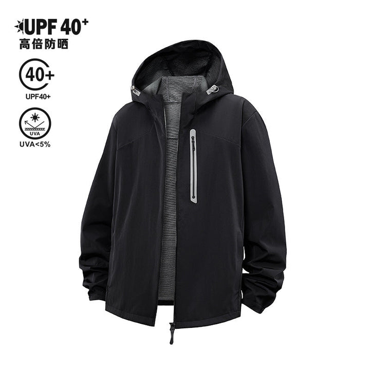 Herr Lätt med Huva Vindjacka med Water-Repellent Membrane och Reflective Fickor med Dragkedja