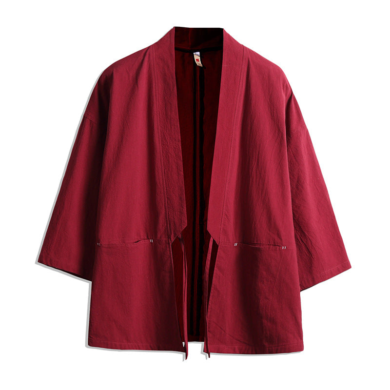 Unisex kimono jacka in oversize skärning gjord lätt bomull blend med knytband