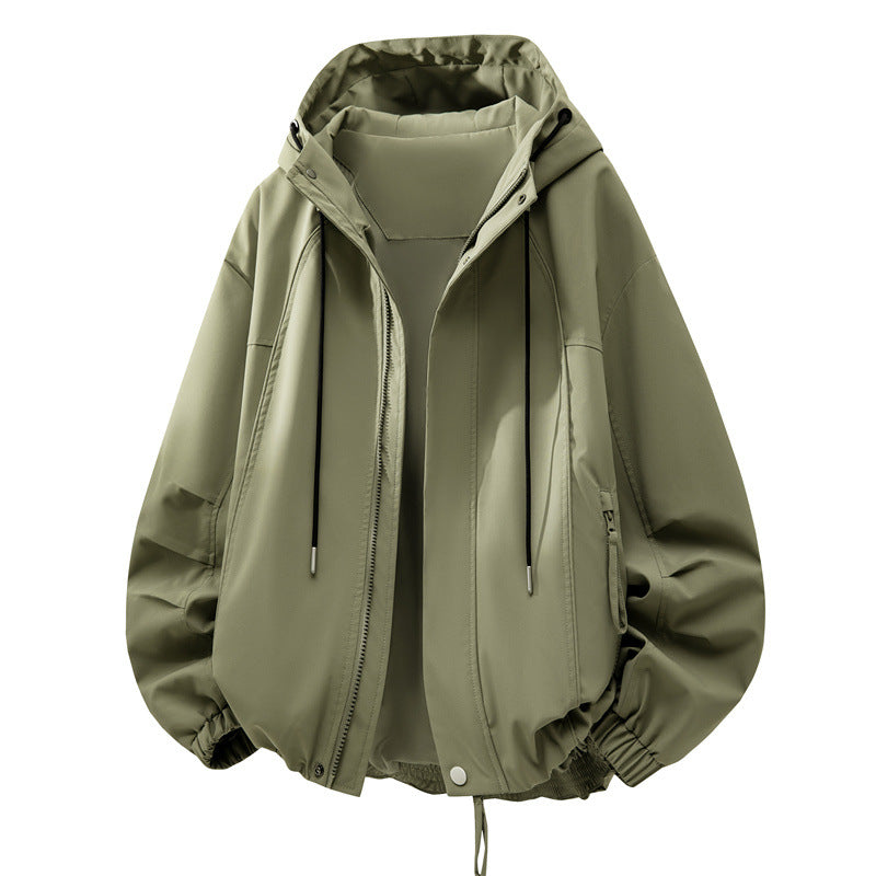 Unisex Oversize Regn och Vind Jacka med Huva, Vattenavvisande Funktionell Membrane