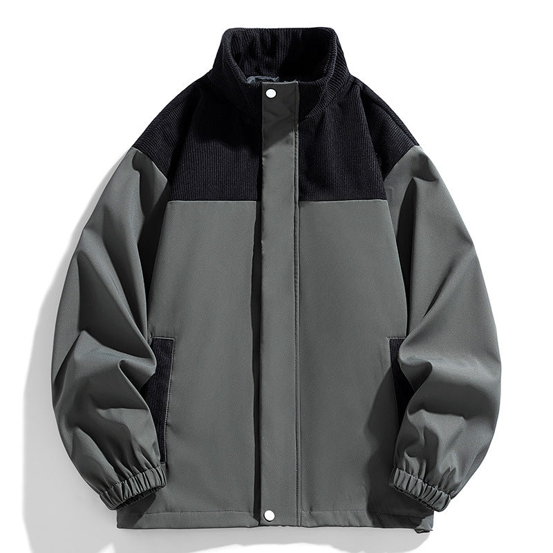 Dam oversize övergångsjacka med Cord Trim och Stand krage