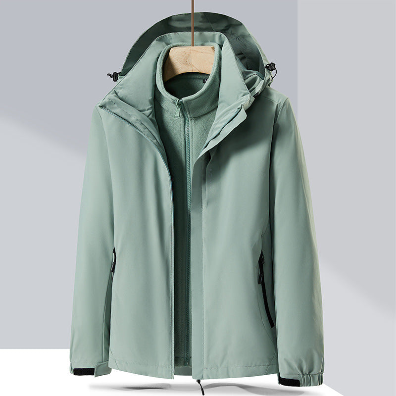 Dam three-lagerplagg softshell jacka med avtagbar fleece inner jacka