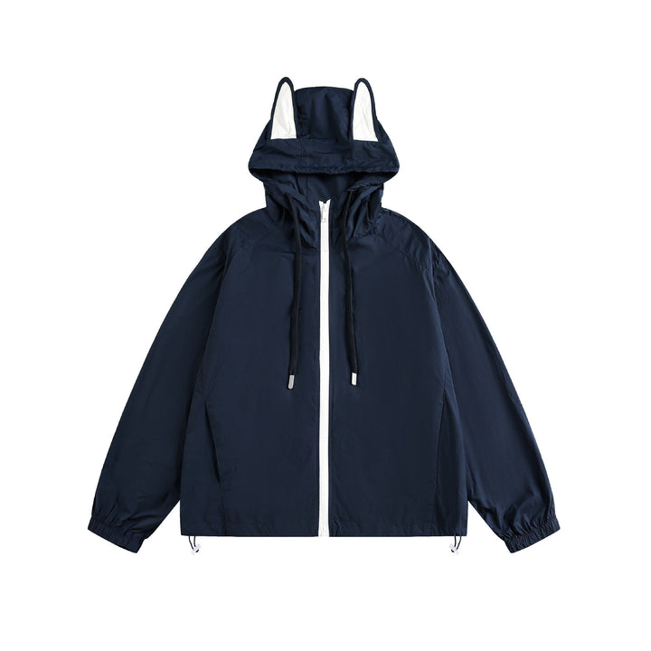 Dam Light med Huva Anorak med Ear Appliqué och Dragsko