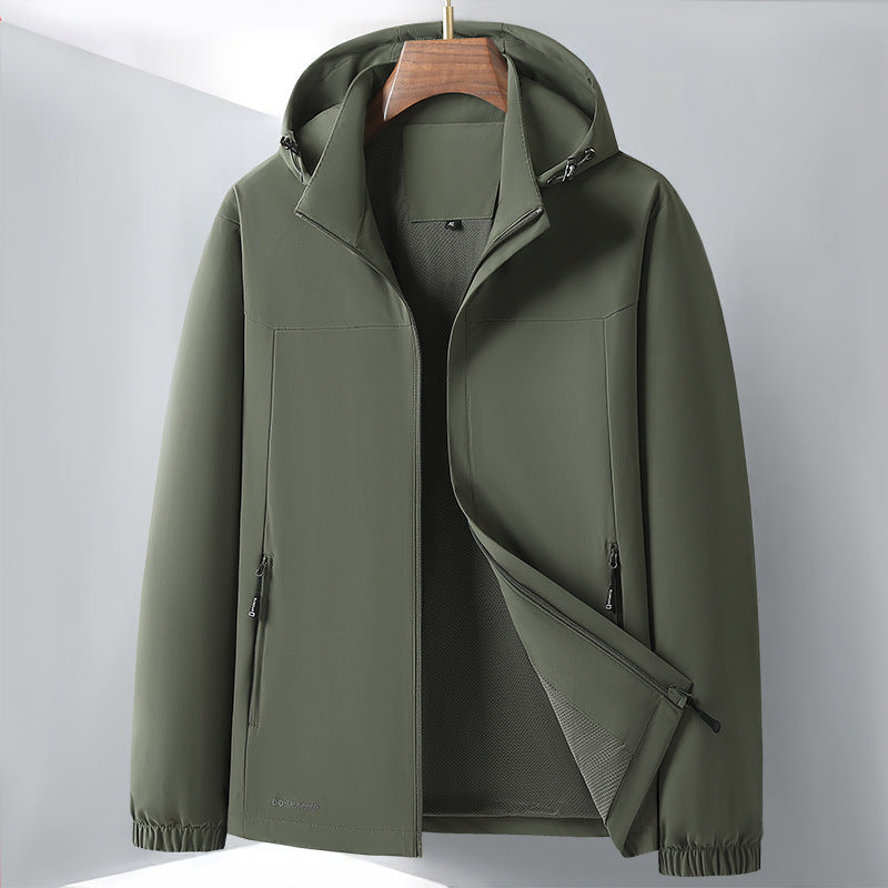 Herr lätt softshell Hybrid Jacka med huva, ventilerande meshfoder och Dold Dragkedja Fickor