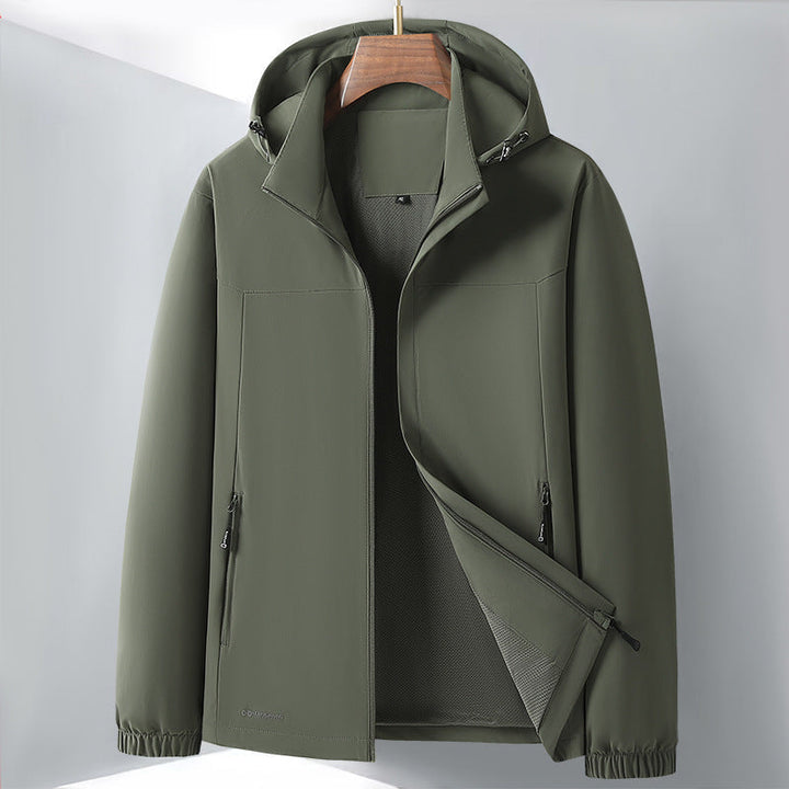 Herr lätt softshell Hybrid Jacka med huva, ventilerande meshfoder och Dold Dragkedja Fickor