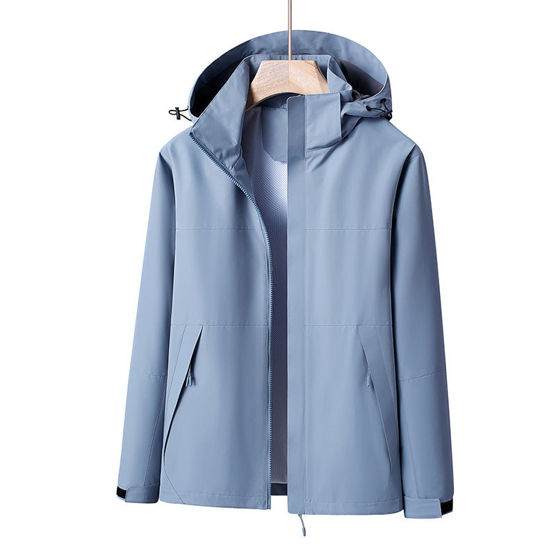 Herr Lätt Vindskyddande Softshell Regnjacka med Huva och Kontrast Trim