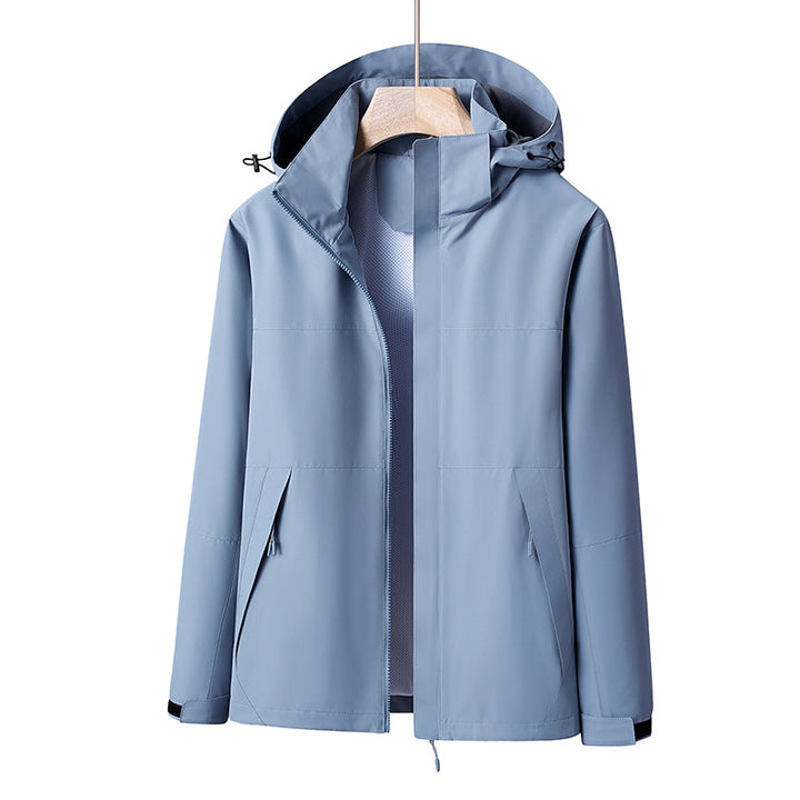 Herr Lätt Vindskyddande Softshell Regnjacka med Huva och Kontrast Trim