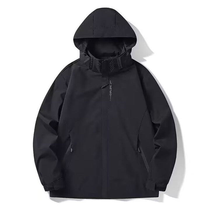 Herr Vattentät Softshell Jacka med Huva, Dragkedja Fickor och Justerbar Muddar