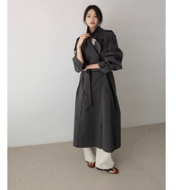 Dam Oversize Maxi trenchcoat med midjebälte och dubbel knäppning