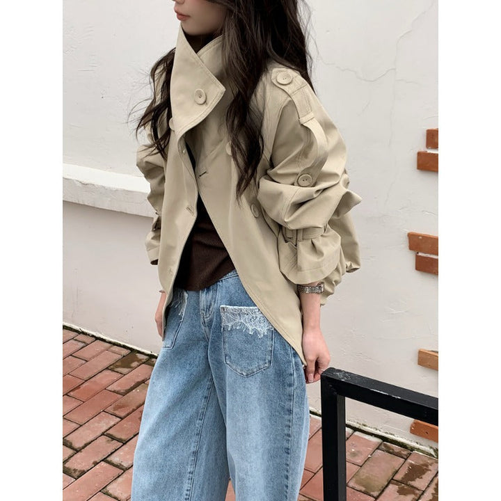 Dam oversize trenchcoat jacka med vid skärning och Epaulettes