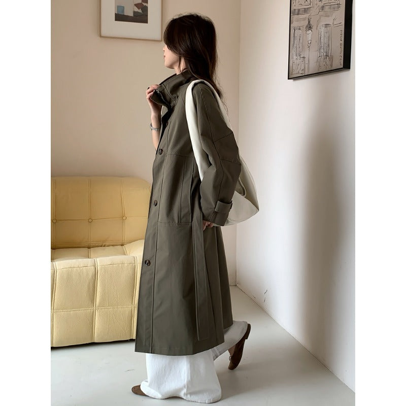 Dam lätt oversize trenchcoat med Stand krage och stor fickor