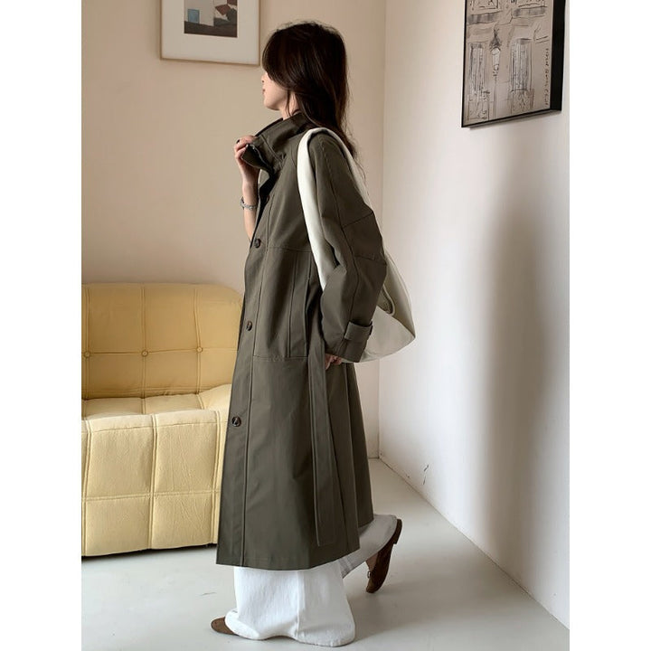 Dam lätt oversize trenchcoat med Stand krage och stor fickor