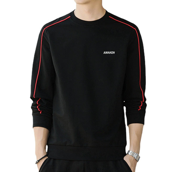Herr Crewneck College-Tröja med Contrast Piping och Smal Silhuett