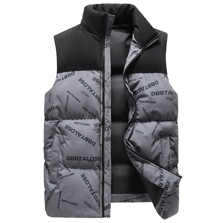 Herr Urban Quiltad Puffer Väst med Hög Krage, Kontrast Axel Section och Heltäckande Logo Tryck