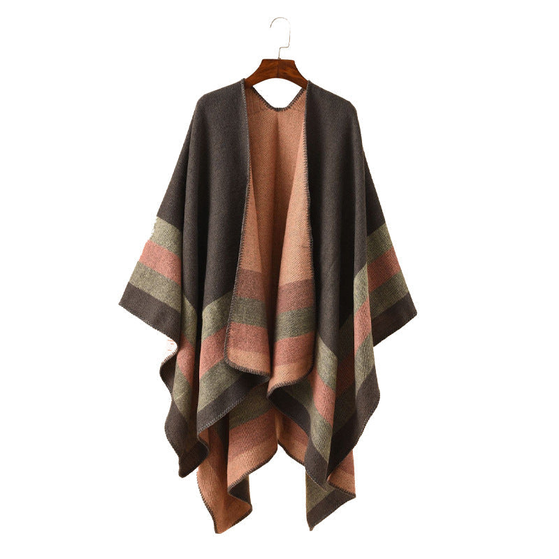 Dam Jacquard poncho med Paisley mönster