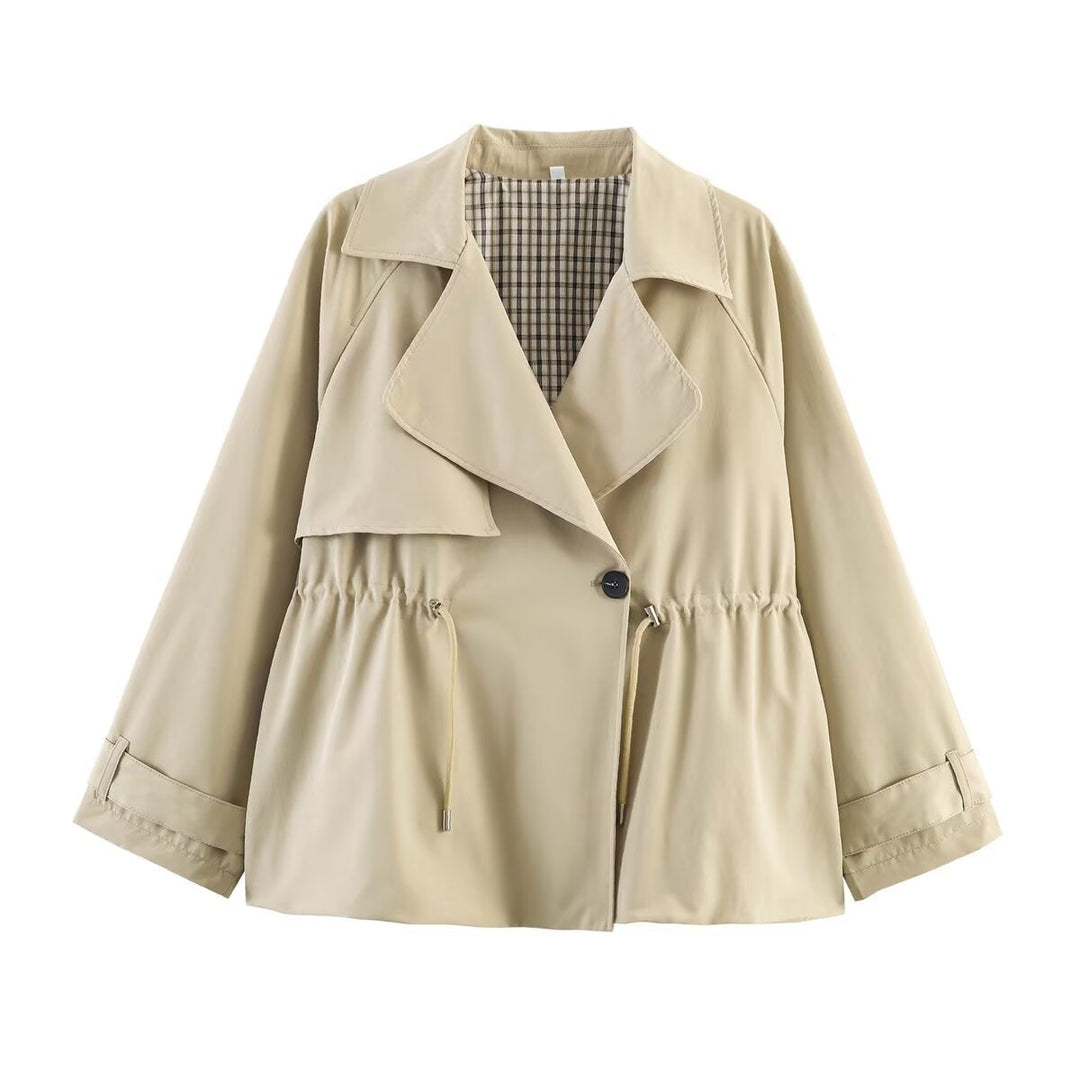 Dam Kort Trenchcoat med Drawstring Waist