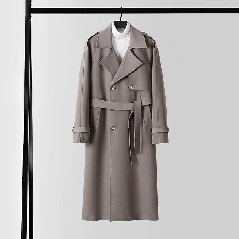 Dam elegant Maxi trenchcoat gjord ullblandning med vid shawl krage och knytband
