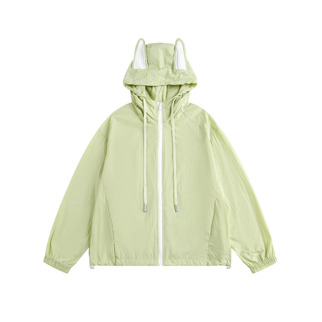 Dam Light med Huva Anorak med Ear Appliqué och Dragsko