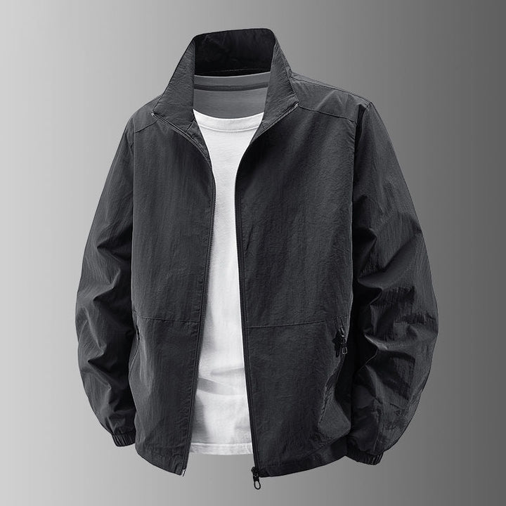 Herr Ultra-lätt urban Windbreaker med ståkrage, tvåvägs Dragkedja och elastiska muddar