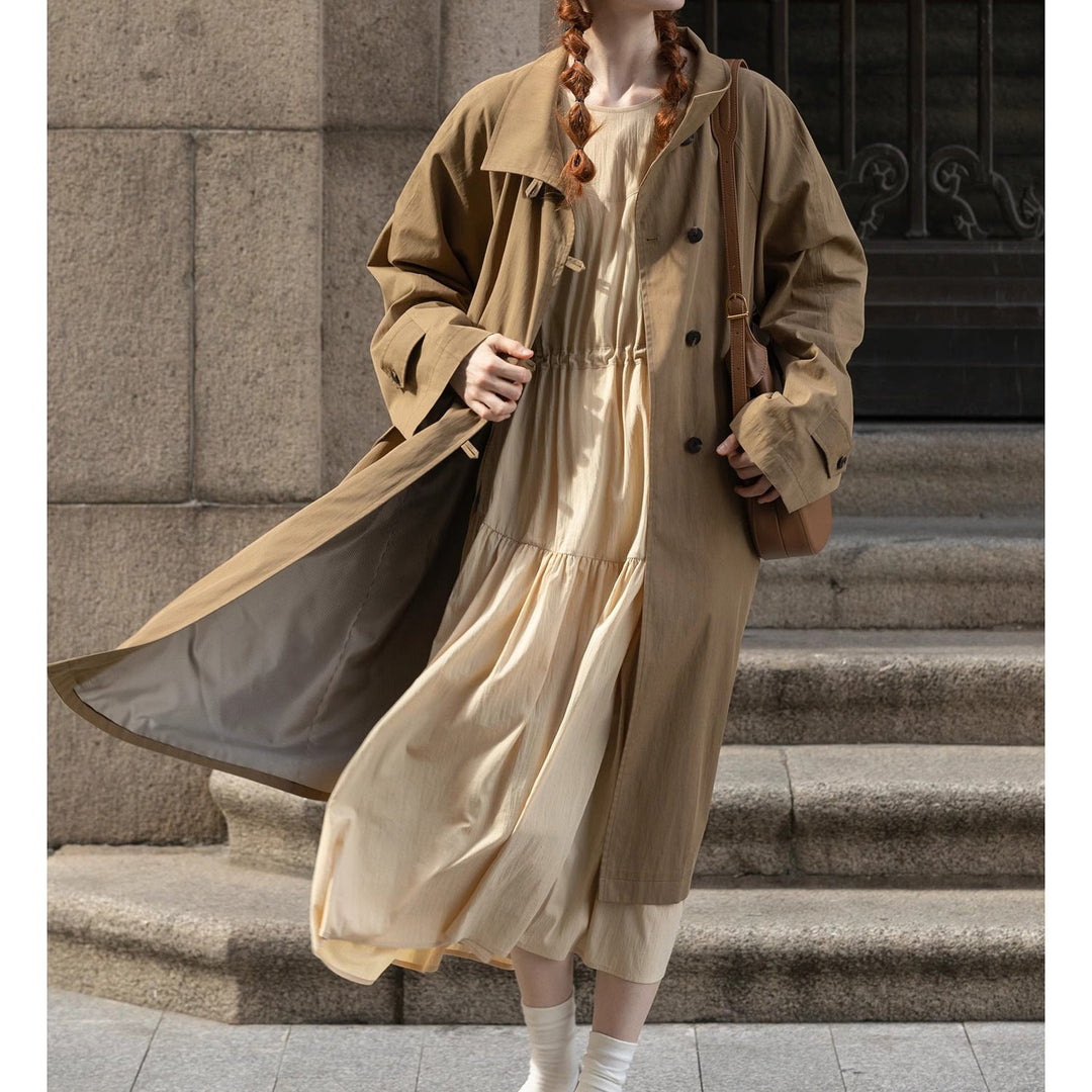 Dam lätt oversize trenchcoat med hög ståkrage, justerbar muddar &amp; Tied bälte