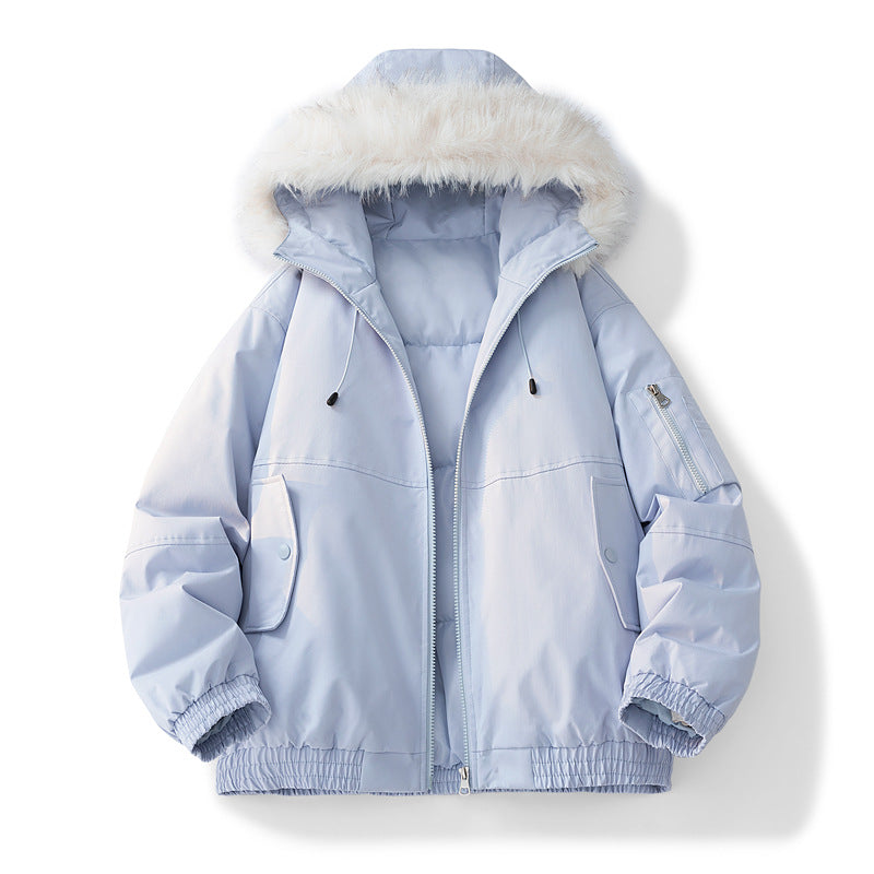 Dam Modern Vinterjacka med Avtagbar Faux Fur Krage