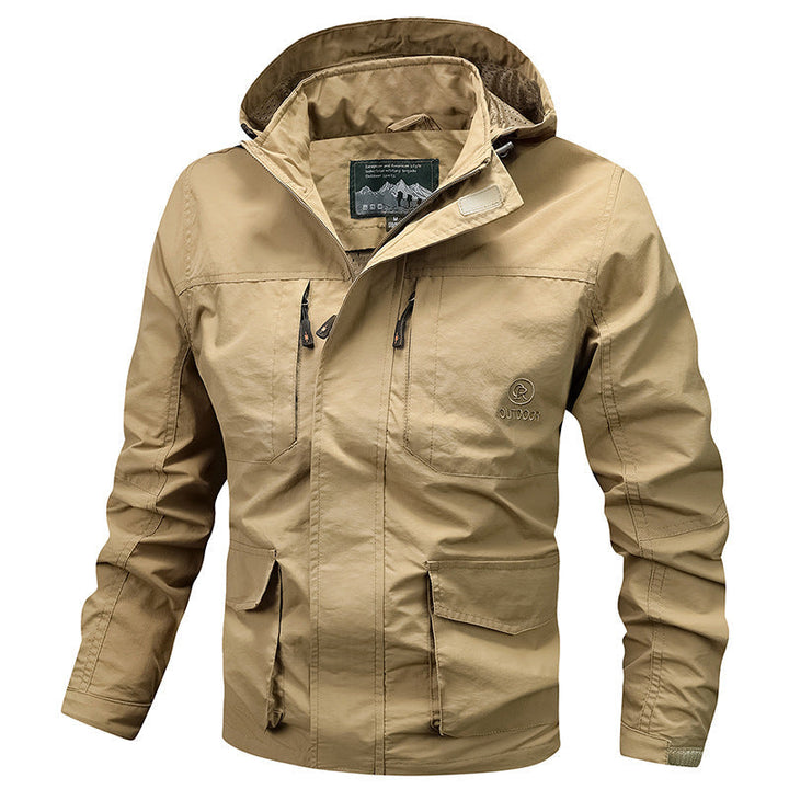 Herr Technical Ljus Utomhus Jacka med Huva Vattenavvisande och Multifunctional Fickor