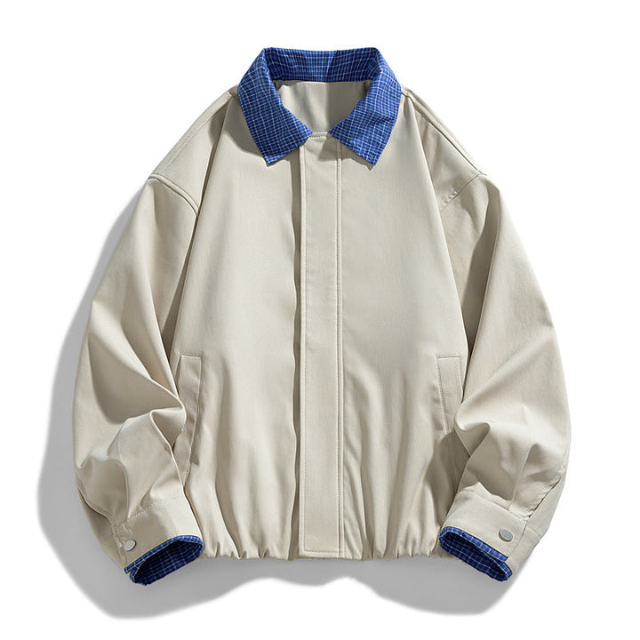 Dam Fashion Blouson Jacka med Check Krage