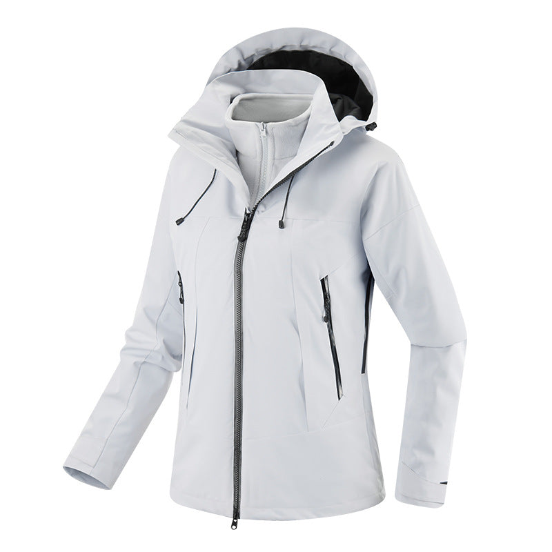Dam två-layer softshelljacka med removable fleece inner jacka och justerbar huva