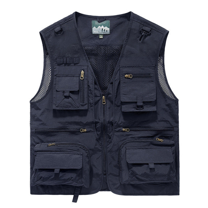 Herr Utility Väst med Multi-Functional Fickor, Mesh Ventilation, och Dragkedjestängning