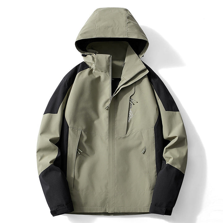 Herr Colorblock softshell Trekker Jacka med huva, dold dragkedjas och sidofickor