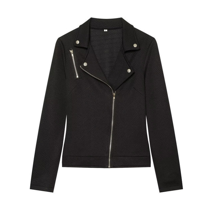 Dam Structured Biker Blazer med Asymmetrisk Dragkedja och Silver Details