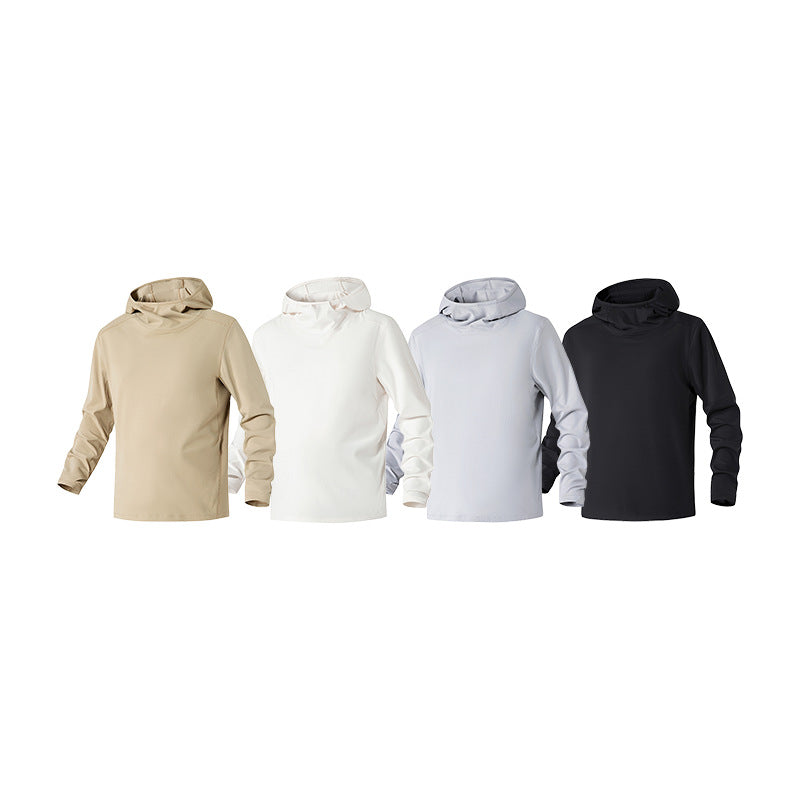 Herr Kapuzenpullover med Hohem Schalkragen Aus Teknisk Stretchjersey