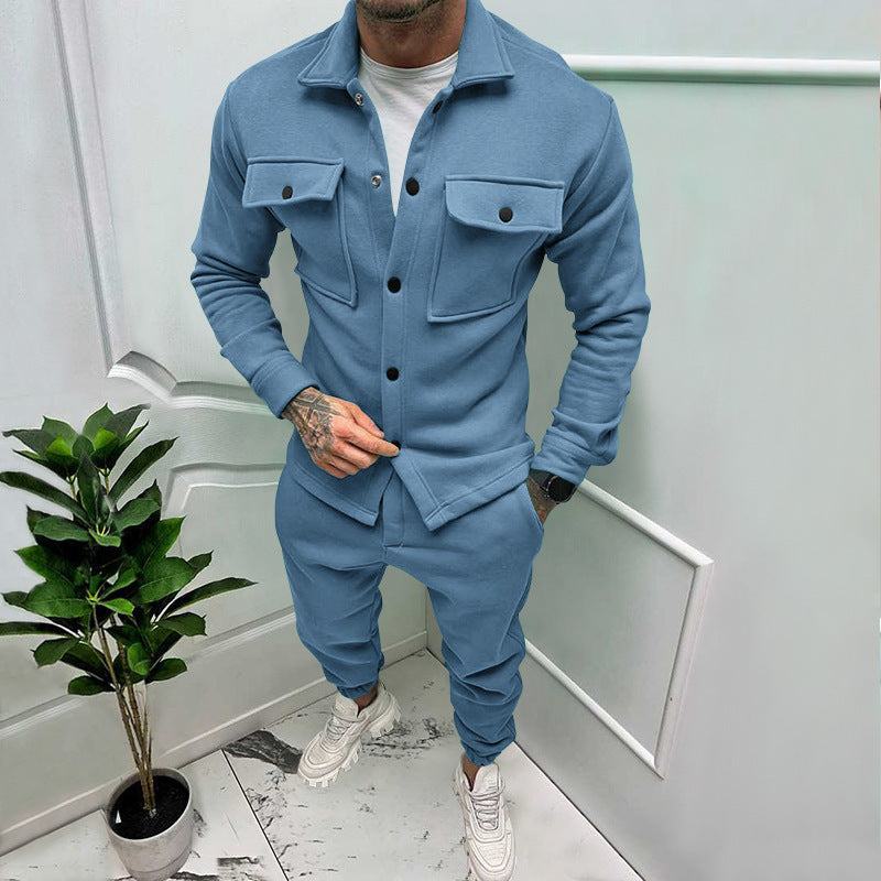Herr Funktion Overshirt Tillverkad av French Terry med Lockfickor och Tryckknappsstängning