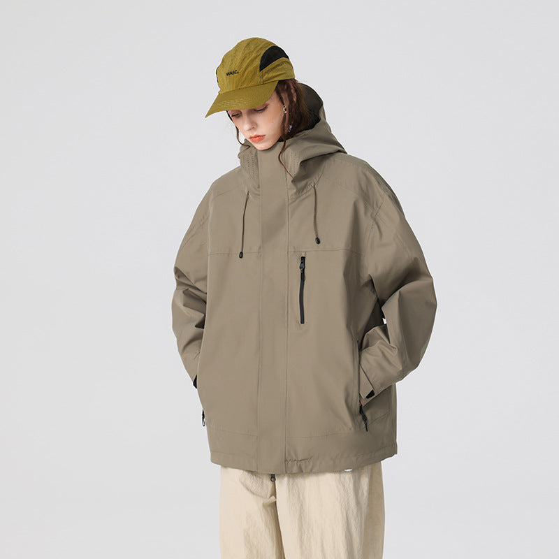 Herr Teknisk Regn och Softshell Jacka med Justerbar Huva och Bröst Dragkedja