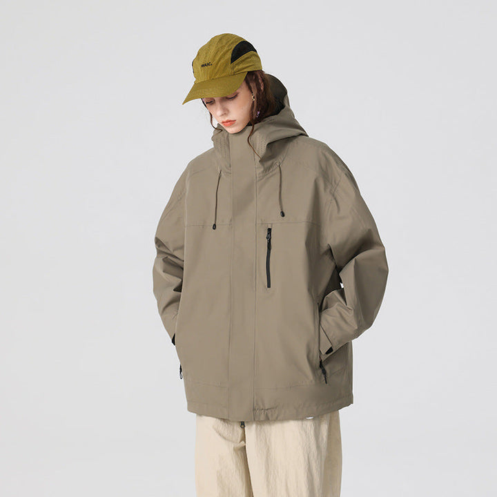 Herr Teknisk Regn och Softshell Jacka med Justerbar Huva och Bröst Dragkedja