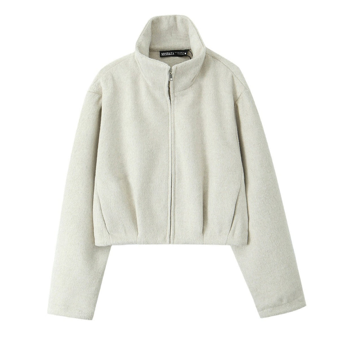 Dam Boxig Fleece Jacka med Ståkrage och Concealed Dragkedja