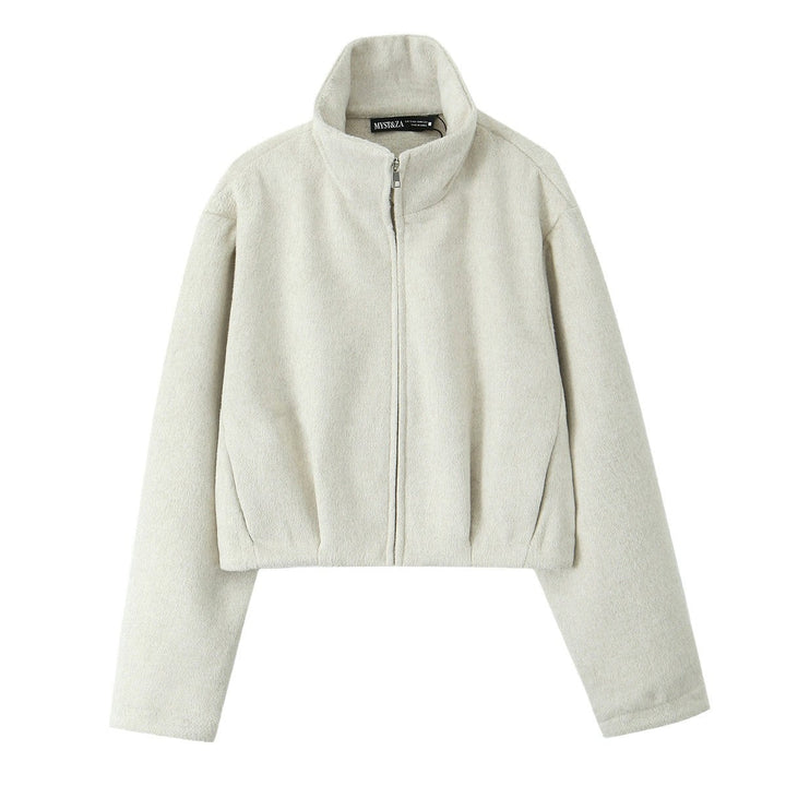 Dam Boxig Fleece Jacka med Ståkrage och Concealed Dragkedja
